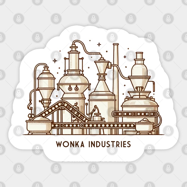 Chocolate Wonderland - Minimalist Line Art of a Chocolate Factory Sticker by Retro Travel Design